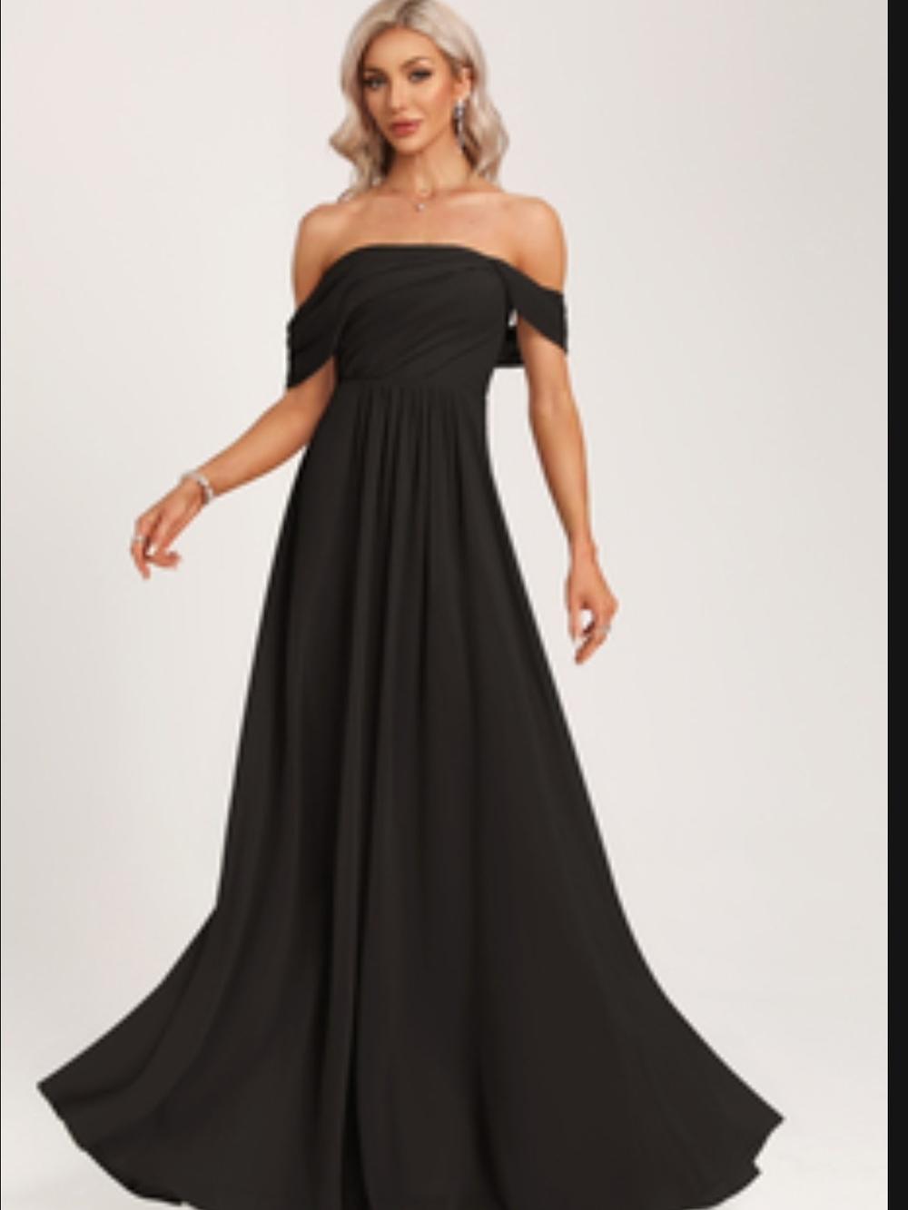 JJ's House Melora Elegant Off-Shoulder Black Maxi Dress